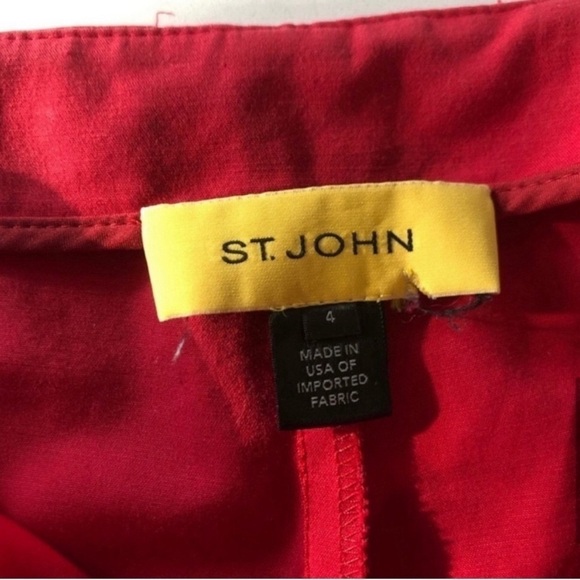 ST.John red ankle crop pants red side zipper size:4 - Picture 9 of 16